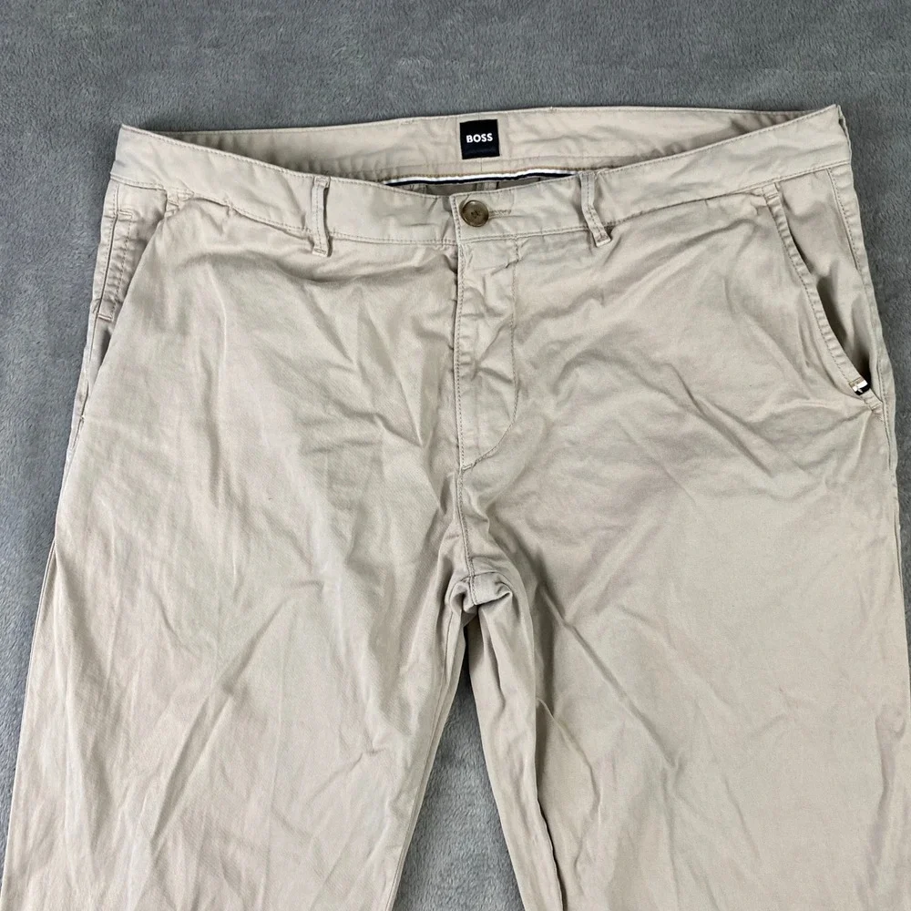 Hugo Boss Chinos Mens 38R Beige Crigan Regular Fit Stretch Khaki Trousers Preppy